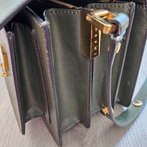 Marni Trunk Medium Leather sShoulder Bag Forest Green - Picture 7 of 16